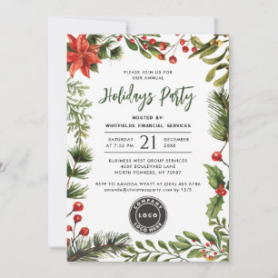 Invitation Logo simple pour une fête de Noël botanique d'entr