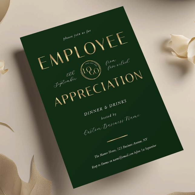 Invitation Logo vert et or pour l'appréciation des employés d (Créateur téléchargé)