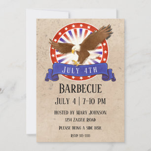 Invitation Logo vintage du 4 juillet