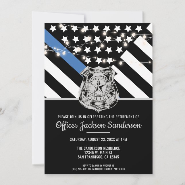 Invitation Loi sur la retraite de la police Agent des forces  (Devant)