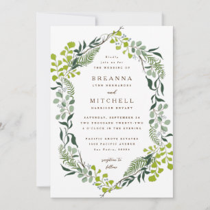 Invitation Loin d'Eucalyptus Hand-Drawn Greenery Wedding