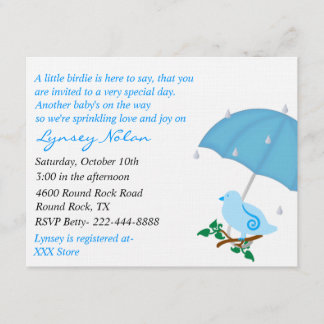 Invitation L'oiseau bleu arrosent l'invitation de douche