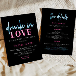 Invitation LOLA Editable Neon Drunk In Love Bachelorette