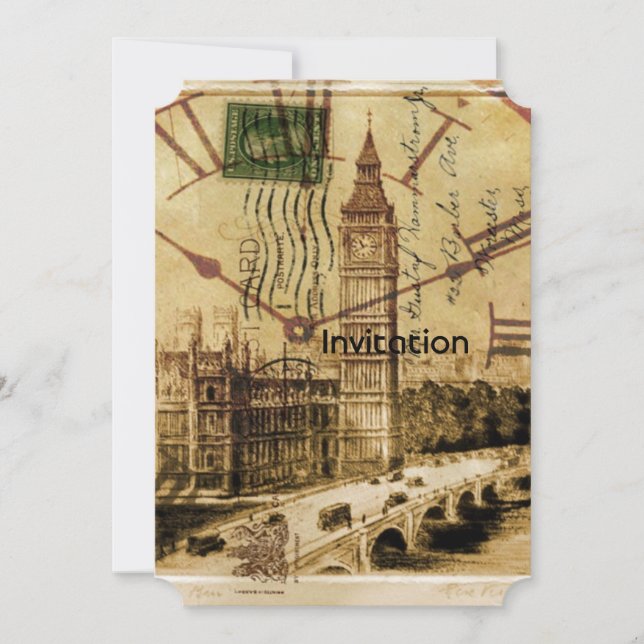 Invitation London Tower Pont clocktower big ben (Devant)