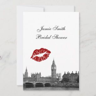 Invitation Londres Angleterre Skyline Kiss #1 BW V Fête des m