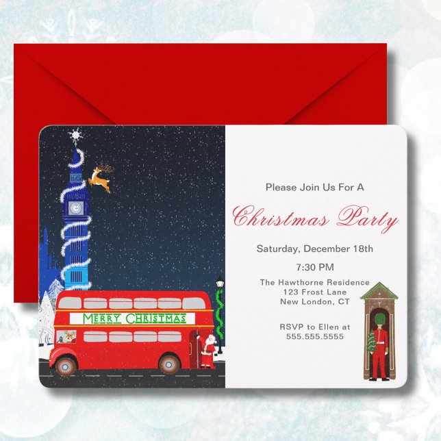 Invitation Londres Big Ben Bus à impériale Joyeux Noël (Créateur téléchargé)