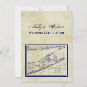Invitation Long Island The Hamptons Map Distressed VC Mariage