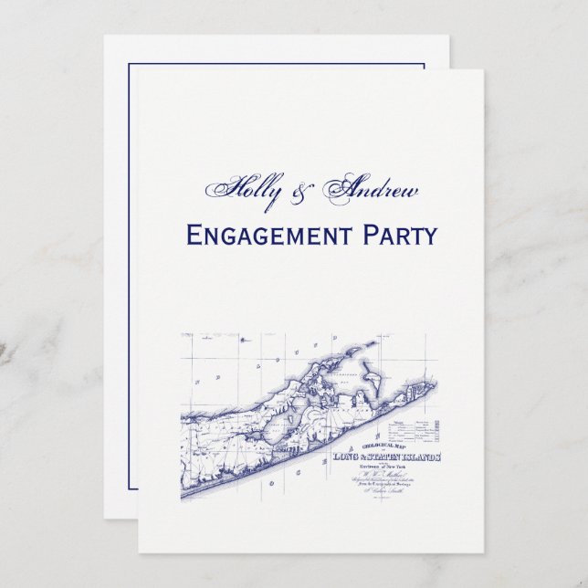 Invitation Long Island The Hamptons Map VC (Devant / Derrière)