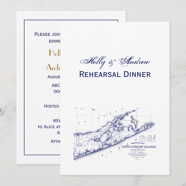 Invitation Long Island The Hamptons Map VC (Devant / Derrière)