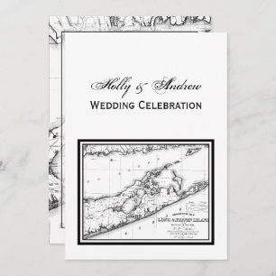 Invitation Long Island The Hamptons Map VC Mariage noir
