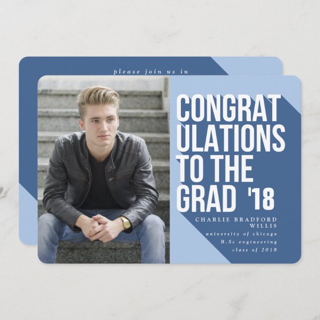 INVITATION LONGUE OMBRE FÉLICITATIONS À LA MARINE GRAD (Devant / Derrière)