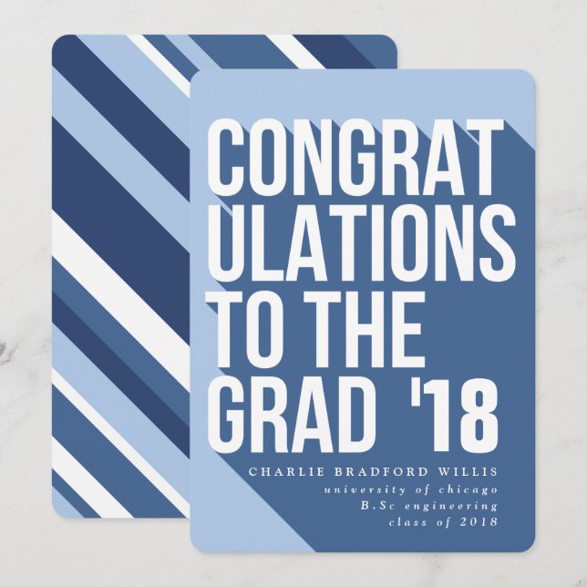 INVITATION LONGUE OMBRE FÉLICITATIONS À LA MARINE GRAD (Devant / Derrière)