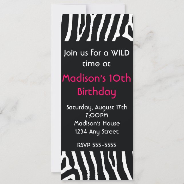 Invitation longue pour fête d'anniversaire avec im (Devant)