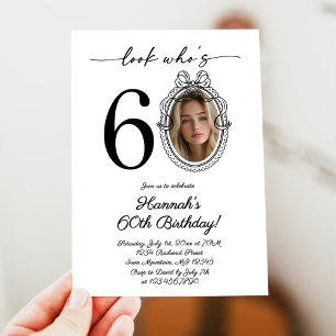 Invitation Look moderne Qui est 60 Photo Adulte Anniversaire