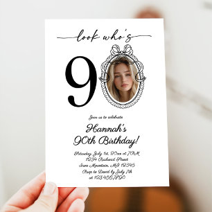 Invitation Look moderne Qui est 90 Photo Adulte Anniversaire