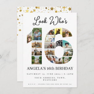Invitation look simple qui est 16 Photo Collage ado anniversa