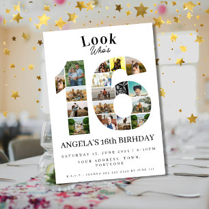 Invitation look simple qui est 16 Photo Collage ado anniversa