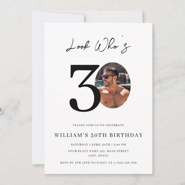 Invitation Look Who's 30 Birthday Modern Simple Photo  (Devant)