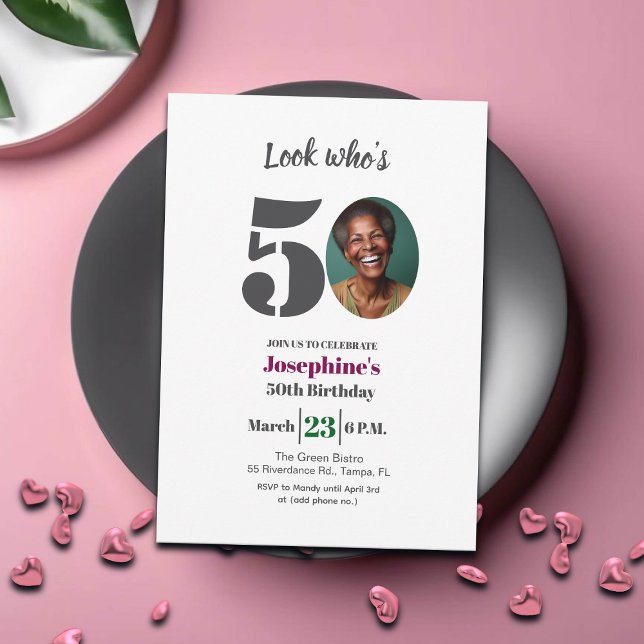 Invitation Look who's 50! Birthday Party Photo (Créateur téléchargé)