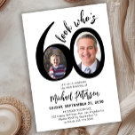 Invitation Look who's 60 modern photo 60th birthday party<br><div class="desc">Trendy bold typography Look Who's sixty funny 60th birthday party invitation with 2 photos and modern script. Easy to personalize with your details and pictures.</div>