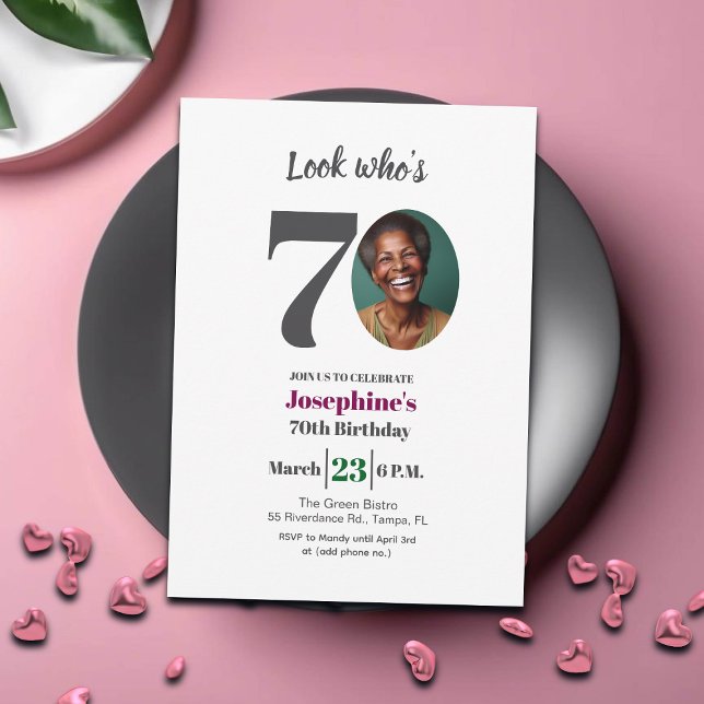 Invitation Look who's 70! Birthday Party Photo (Créateur téléchargé)