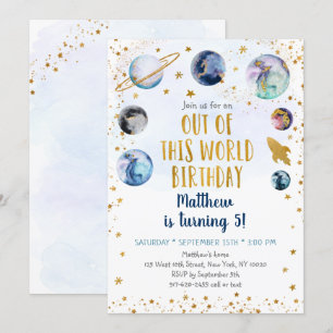 Invitation L'Or Bleu Galaxy De Cet Anniversaire Mondial