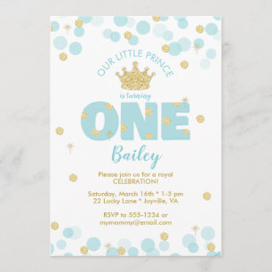 Invitation L'or bleu pour le premier anniversaire de Little P