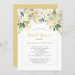 Invitation L'or crème de roses blancs accentue la Fête de la