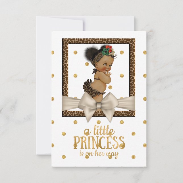 Invitation L'or et le Baby shower de la fille Empreinte de lé (Devant)