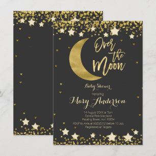 Invitation L'or noir sur le Baby shower de la lune