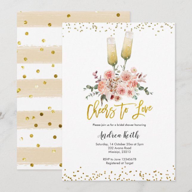 Invitation L'or romantique encourage à aimer la Fête des mari (Devant / Derrière)