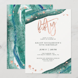 Invitation L'or rose turquoise de Geode et de Faux regardent
