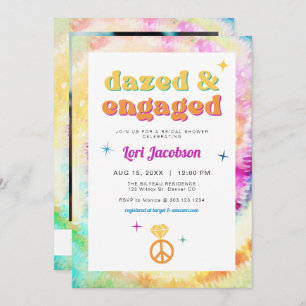 Invitation LORI Tie Dye Dazed Engagé les années 70 Fête des m