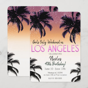 Invitation Los Angeles LA Summer Girls Week-end Anniversaire 