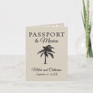 Invitation Los Cabos Mexique Passport Palm Tree Mariage