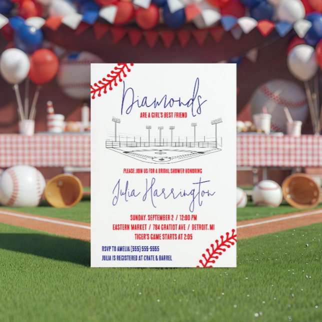 Invitation Losange de baseball, Meilleure amie de la fille Sh (Créateur téléchargé)