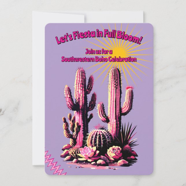 Invitation Lot de cactus rose (Devant)
