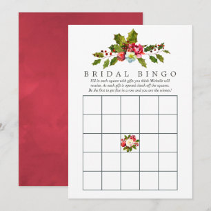 Invitation Loto de mariage de Noël à motif floral de houx