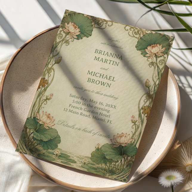 Invitation Lotus Botanique Vintage (Créateur téléchargé)