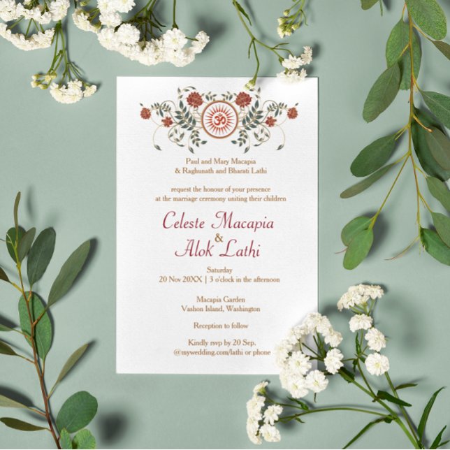 Invitation Lotus Flower Logo OM Symbole Mariage hindou (Créateur téléchargé)