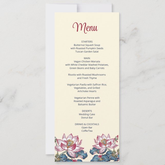 Invitation Lotus Mariage de style Art Tibétain (Devant)