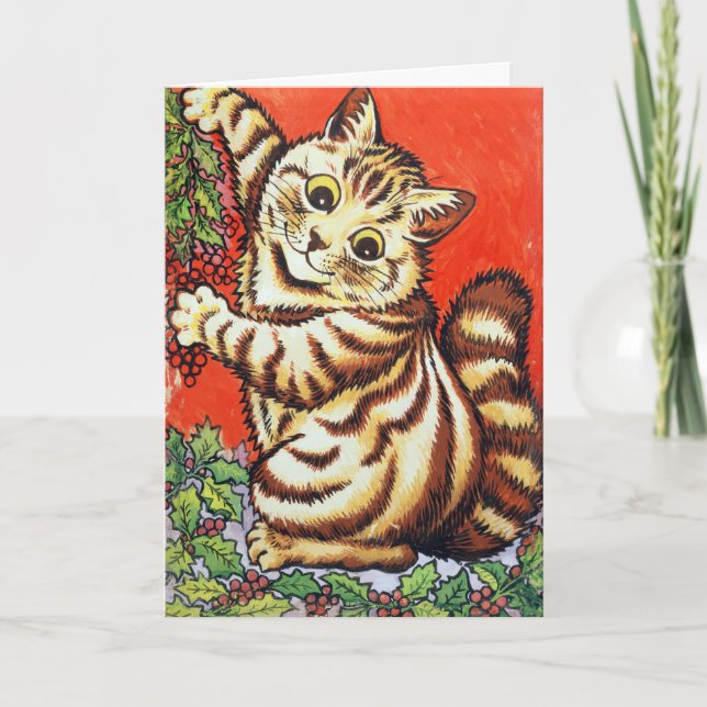 Invitation Louis Wain Christmas Cat Decorating Personalized (Devant)