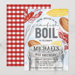 Invitation Louisiana Crawfish Seafood Boil Anniversaire