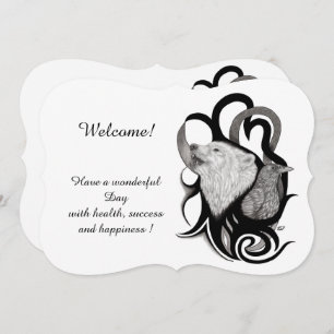 Invitation Loup blanc avec corbeau, Ajouter votre texte Invit