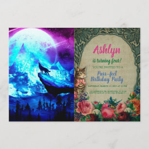 Invitation Loup coloré hurlant