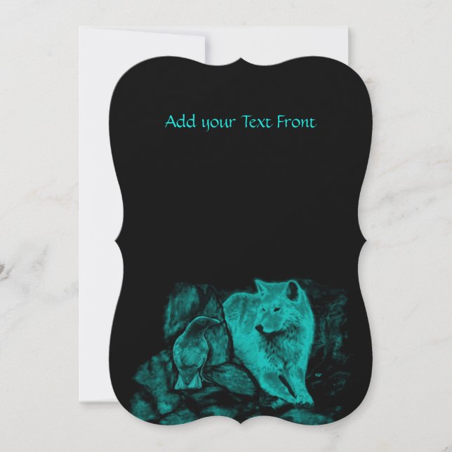 Invitation Loup et corbeau dans la nuit (Devant)