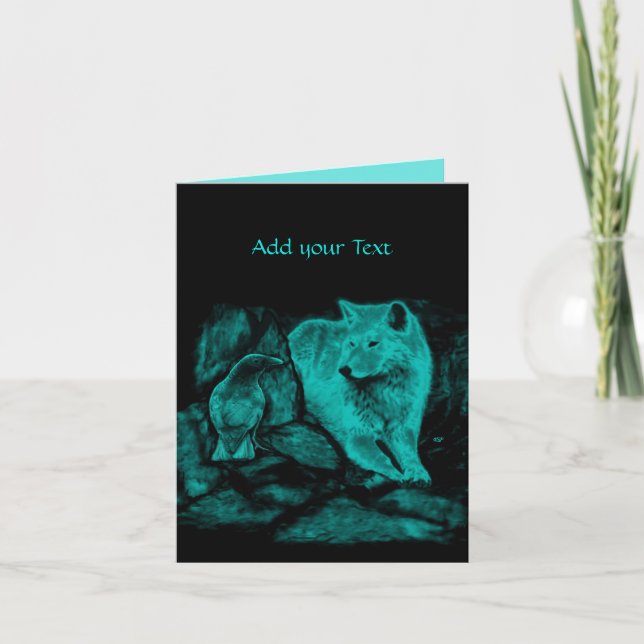 Invitation Loup et corbeau dans la nuit (Devant)