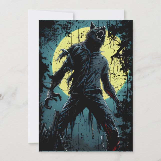 Invitation loup-garou de nuit fouettant le loup (Devant)