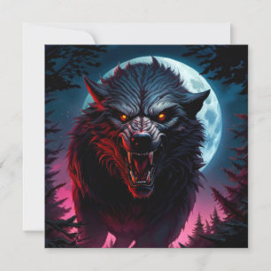 Invitation Loup-garou grognant effrayant