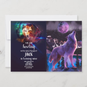 Invitation Loup gris hurlant dans la forêt